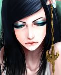  1girl black_hair blue_eyes closed_mouth ergo_proxy eyeshadow karnivalkun lipstick long_hair makeup re-l_mayer solo upper_body 