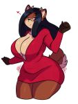  anthro big_breasts bottomwear breasts cervid cleavage clothed clothing female hi_res jwinkz mammal one_eye_closed skirt solo wink 