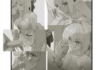  1girl absurdres ahoge bangs blush braid breasts closed_eyes commentary_request cum cum_in_mouth ejaculation erection eyebrows_visible_through_hair facial fate_(series) fellatio french_braid greyscale hair_between_eyes hair_bun hair_intakes highres large_breasts licking_lips male_pubic_hair monochrome nero_claudius_(fate) nero_claudius_(fate)_(all) nipples nude oki_asari oral penis pubic_hair saliva sitting testicles tongue tongue_out 