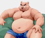  2020 anthro belly bulge clothing humanoid_hands kemono male mammal meg_hoi moobs navel nipples overweight overweight_male sitting solo underwear ursid 