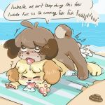  1:1 absurd_res all_fours animal_crossing anthro beach blush bodily_fluids brother brother_and_sister canid canine canis cum cum_inside dialogue digby_(animal_crossing) doggystyle domestic_dog drooling duo english_text excessive_cum eye_roll eyes_closed female from_behind_position fur genital_fluids genitals hair hi_res incest_(lore) isabelle_(animal_crossing) looking_pleasured male male/female mammal nintendo saliva seaside sesame sex shaking shih_tzu sibling sister smile tagme text tongue tongue_out toy_dog trembling video_games yellow_body yellow_fur 