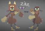  anthro brown_body brown_fur chest_tuft collar fangs fur fur_markings impim kinosnight male markings model_sheet nub_tail paws sharp_teeth spiked_collar spikes talons teeth tuft whiskers zike_(kinosnight) 