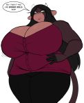  anthro big_breasts bovid bovine breasts cattle cleavage clothed clothing dialogue english_text female hair huge_breasts jwinkz mammal solo summer_(jwinkz) text 