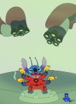  alien antennae_(anatomy) aquatix13 blue_body blue_fur claws clothing disney experiment_(lilo_and_stitch) fur gun hi_res holding_object laugh lilo_and_stitch male multi_arm multi_limb open_mouth purple_inner_ear ranged_weapon sharp_teeth smile stitch_(lilo_and_stitch) teeth toe_claws tongue torn_clothing weapon 