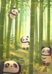  2020 anthro araru bamboo biped blush chibi detailed_background eyes_closed fur giant_panda group hi_res mammal multicolored_body multicolored_fur outside two_tone_body two_tone_fur ursid 