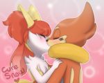  2020 anthro black_markings blush braixen buizel curesnow eyelashes eyes_closed female fingers fur hair head_markings kissing male male/female mammal markings nintendo orange_body orange_fur pink_background pok&eacute;mon pok&eacute;mon_(species) red_body red_fur red_hair shoulder_tuft signature simple_background tuft video_games yellow_body yellow_fur 