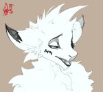  ambiguous_species anthro azule close-up digbox fur male profile_picture sharp_teeth solo teeth white_body white_fur 