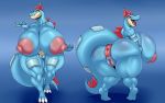  16:10 2020 3_toes 5_fingers absurd_res anthro anus areola ber00 big_anus big_areola big_breasts big_nipples blue_background breasts claws digital_media_(artwork) female feraligatr fingers genitals hi_res huge_breasts hyper hyper_breasts looking_back nintendo nipples open_mouth pok&eacute;mon pok&eacute;mon_(species) puffy_anus pussy simple_background toe_claws toes video_games widescreen 