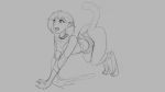  16:9 all_fours breasts clothing collar domestic_cat felid feline felis female feral fur grey_background hair human human_to_feral mammal monochrome nipples nude simple_background solo species_transformation torn_clothing transformation watsup widescreen 