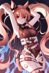  2020 absurd_res angelina_(arknights) animal_humanoid arknights breasts brown_hair canid canid_humanoid canine canine_humanoid ciyuan_zhi_xi clothed clothing female fox_humanoid hair hi_res humanoid legwear long_hair mammal mammal_humanoid pigtails solo straps thigh_highs 