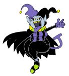 black_sclera blue_body blue_skin bodily_fluids bottomwear breasts cape clothed clothing crossgender deltarune dress_shoes drooling fool&#039;s_hat footwear fully_clothed gloves handwear hat headgear headwear humanoid humanoid_pointy_ears jester jevil_(deltarune) mhdrawin mtf_crossgender not_furry open_mouth open_smile pants saliva sharp_teeth shirt shoes smile teeth thick_thighs tongue tongue_out topwear video_games wide_hips yellow_eyes yellow_teeth 