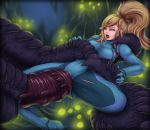  2018 alien anthro balls big_penis blonde_hair blue_eyes bodily_fluids breasts claws clothed clothing digital_media_(artwork) duo erection female female_focus female_on_anthro female_penetrated genital_fluids genitals hair hi_res human human_focus human_on_anthro impracticalart interspecies larger_male leg_grab male male/female male_penetrating male_penetrating_female mammal metroid nintendo not_furry_focus nude open_mouth penetration penis ponytail pussy ridiculous_fit ridley samus_aran scalie sex size_difference smaller_female solo_focus spread_legs spreading vaginal video_games zero_suit 
