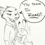  1:1 annoyed annoyed_expression belly canid canine dialogue disney female fox hands_on_belly judy_hopps lagomorph leporid male male_pregnancy mammal nick_wilde pregnant rabbit unknown_artist zootopia 
