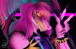  &clubs; &diams; &lt;3 &spades; abstract_background anthro armband axe bare_arms bodily_fluids bracelet claws clothing creepy_smile crying deltarune drooling fangs female hair jacket jewelry melee_weapon no_sclera pink_body pink_hair pink_skin reptile saliva scalie sharp_claws sharp_fangs sharp_teeth shirt smile solo sparkill spiked_armband spiked_bracelet spikes suit_symbol susie_(deltarune) tank_top tears teeth topwear video_games weapon yellow_eyes 