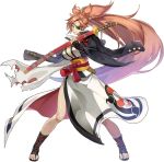  arc_system_works artist_request baiken black_jacket breasts brown_eyes epic7 eyepatch facial_mark guilty_gear guilty_gear_xrd jacket official_art open_toe_shoes pink_hair ponytail samurai sword torn_clothes weapon 