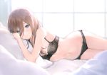  6u_(eternal_land) bed blue_eyes blush bra brown_hair go-toubun_no_hanayome nakano_miku navel panties scan underwear 