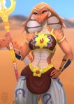  2020 anthro armor armwear belly_scales black_sclera blurred_background clothed clothing cobra desert detailed_background eyebrows facial_scales fangs female gynomorph_(lore) hi_res holding_object holding_spear holding_weapon long_tail looking_at_viewer melee_weapon multicolored_clothing noodlerain orange_body orange_scales outside polearm portrait purple_eyes reptile scale_eyebrows scales scalie slit_pupils smile snake snake_hood snout solo spear standing three-quarter_portrait vambraces vidivi weapon 