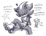  absurd_res black_and_white chibi clothing digital_drawing_(artwork) digital_media_(artwork) duo eulipotyphlan fan_character footwear genitals hedgehog hi_res male mammal monochrome penis shoes sonic_the_hedgehog_(series) spread_legs spreading text thai_text translation_request xlownez 