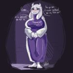  1:1 anthro big_breasts black_background blush boss_monster bovid breasts caprine clothing cumbread dialogue dress female goat hi_res looking_at_viewer mammal simple_background solo toriel undertale video_games 