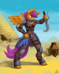  2020 4:5 anthro bottomwear clothing dagger desert equid equine female friendship_is_magic hi_res lexx2dot0 mammal melee_weapon my_little_pony pants pegasus pyramid scootaloo_(mlp) solo teeth weapon wings 