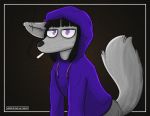  clothing drugs feral fransi hi_res hoodie male marijuana purple_eyes solo topwear 
