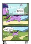  absurd_res amaichix anthro bodily_fluids comic cutie_mark dialogue digital_media_(artwork) dragon duo english_text equid equine female feral friendship_is_magic genital_fluids genitals hi_res horn male mammal my_little_pony outside pussy pussy_juice spike_(mlp) text twilight_sparkle_(mlp) winged_unicorn wings 