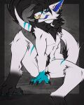 animal_genitalia balls claws facial_piercing genitals hi_res king_chulapa licking licking_lips male neck_tuft nose_piercing nose_ring piercing ring_piercing sergal sheath sitting solo tail tail_tuft toe_claws tongue tuft wolfenwares
