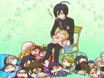  6+boys 6+girls ahoge akamatsu_kaede amami_rantaro android antenna_hair argyle_background barbed_wire bean_bag_chair beanie belt black-framed_eyewear black_belt black_choker black_eyes black_gloves black_hair black_hat black_jacket black_mask black_pants black_sleeves blanket blazer blonde_hair blue_bow blue_bowtie blue_hair blue_shirt blue_sleeves blunt_bangs book book_stack bow bowtie brown-framed_eyewear brown_hair brown_sleeves bug butterfly buttons chabashira_tenko chibi choker closed_eyes closed_mouth coat coat_partially_removed collared_jacket collared_shirt covered_mouth crest crossed_arms danganronpa_(series) danganronpa_v3:_killing_harmony dark-skinned_female dark_skin double-breasted drooling earrings everyone eyelashes facial_hair floral_background floral_print flying_sweatdrops full_body gem_hair_ornament glasses gloves goatee goggles goggles_on_head gokuhara_gonta green_background green_bow green_hair green_hat green_jacket green_pants green_sleeves grey_hair grey_hairband grey_jacket hair_bow hair_ornament hair_over_one_eye hair_ribbon hair_scrunchie hairband harukawa_maki hat high_collar holding holding_book holding_clothes holding_hat holding_wrench horned_hat hoshi_ryoma iruma_miu jacket jewelry k1-b0 lace-trimmed_hairband lace_trim lap_pillow layered_sleeves leather leather_jacket light_blush long_hair long_sleeves lying mask messy_hair momota_kaito mouth_mask multiple_boys multiple_bracelets multiple_girls musical_note musical_note_hair_ornament nervous_smile nervous_sweating no_headwear o-ring o-ring_belt oma_kokichi on_back on_chair on_stomach open_book open_clothes open_jacket pale_skin pants peaked_cap pendant pillow pink_serafuku pink_shirt pink_sleeves pinstripe_jacket pinstripe_pants pinstripe_pattern pinstripe_sleeves pocket polka_dot polka_dot_background purple_coat purple_hair red_hair red_scrunchie ribbon round_eyewear saihara_shuichi sailor_collar school_uniform scrunchie serafuku shinguji_korekiyo shirogane_tsumugi shirt short_hair short_sleeves simple_background sitting skirt skirt_set sleeping smile solid_oval_eyes space_print spiked_hair starry_sky_print straight_hair striped_clothes striped_shirt striped_sleeves stud_earrings sweat sweatdrop tojo_kirumi two-sided_coat two-sided_fabric under_covers unmoving_pattern wavy_mouth white_eyes white_hair white_ribbon white_sailor_collar wide_sleeves wrench yellow_eyes yellow_raincoat yellow_sleeves yonaga_angie yumaru_(marumarumaru) yumeno_himiko zipper zipper_pull_tab 