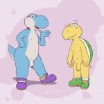  anthro boots boots_only clothing duo footwear footwear_only genitals hi_res koopa koopa_troopa male male/male mario_bros mostly_nude nintendo penis scalesack_(hex) scalie shell simple_background standing yoshi 