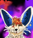 anthro blep canid canine dumbassguy fennec_fox fox hakka_(dumbassguy) hi_res male mammal one_eye_closed solo star tongue tongue_out true_fox wink