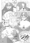 2024 anthro balls belly bernese_mountain_dog big_belly canid canine canis censored comic conoji domestic_dog erection eyewear frottage genitals glasses japanese_text kemono male male/male mammal molosser moobs mountain_dog nipples overweight overweight_male penile penis sample sex swiss_mountain_dog text