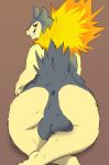  anthro anus balls butt butt_focus feral generation_2_pokemon genitals hi_res lavenderscent looking_at_viewer lying_on_ground male nintendo pokemon pokemon_(species) solo typhlosion 