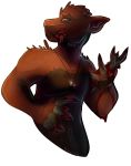  absurd_res alpha_channel anthro blood bloody_hands bodily_fluids destiny_(video_game) dog_tags eating eating_flesh gore hi_res looking_at_viewer male red_body red_scales scales solo war_beast 