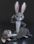  2020 3d_(artwork) anthro claws digital_media_(artwork) dipstick_ears disney duo ears_up eyebrows eyelashes female female/female fingers flat_chested fur gesture grey_body grey_fur half-closed_eyes hand_on_hip hand_on_thigh hi_res judy_hopps lagomorph leporid long_ears looking_at_viewer lying mammal melo multicolored_body multicolored_ears multicolored_fur narrowed_eyes nude on_back pink_nose purple_eyes rabbit short_tail simple_background sitting smile straddling toes two_tone_body two_tone_fur white_body white_fur zootopia 