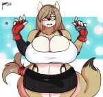 absurd_res anthro breasts canid canine cleavage clothed clothing cosplay eyewear female final_fantasy final_fantasy_vii fingerless_gloves glasses gloves handwear hi_res jwinkz mammal solo square_enix tifa_lockhart video_games 