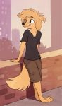  2020 4_toes anthro aseethe brown_body brown_fur brown_nose canid canine canis clothed clothing digital_media_(artwork) domestic_dog fingers fur hi_res male mammal smile solo toes 
