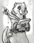  absurd_res ambiguous_gender anthro belt book carrot_(artist) clothed clothing fur hi_res holding_book holding_object looking_at_viewer lutrine mammal mustelid open_mouth robe solo staff teeth tongue whiskers 