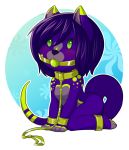  alpha_channel ankle_cuffs anthro ava_rose7673 ball_gag bdsm breasts chibi collar female fur gag gagged green_eyes hair hi_res knight_dd leash mammal mustelid purple_body purple_fur purple_hair shackles small_breasts solo wrist_cuff 