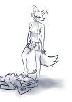  2020 accessory anthro anthro_on_anthro antlers beastars beckabunss black_and_white breasts canid canine canis cervid cervine clothed clothing dildo domination duo featureless_breasts female female_domination garter garter_straps hi_res horn interspecies juno_(beastars) louis_(beastars) male male/female mammal monochrome predator/prey red_deer sex_toy sketch standing strapon submissive submissive_male topless wolf 