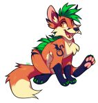  2020 4_toes ailuranthropy alpha_channel anthro canid canine digital_media_(artwork) fox fur green_hair hair male mammal open_mouth orange_body orange_fur simple_background smile solo teeth toes tongue transparent_background 