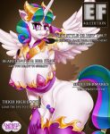  anthro anthrofied big_breasts bottomless breasts cleavage clothed clothing empressbridle english_text equid evil_celestia_(idw) female horn idw_publishing mammal my_little_pony my_little_pony_(idw) nipple_outline pasties pose pubes royalty solo text wide_hips winged_unicorn wings 
