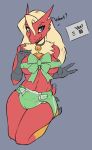  anthro barely_visible_nipples bell blaziken blue_eyes breasts collar dialogue_box dialogue_choice diaper edit english_text female kneeling looking_at_viewer navel neck_tuft nintendo pok&eacute;mon pok&eacute;mon_(species) ribbons simple_background solo soupbag text tuft video_games 