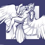  1:1 avian bird blue_and_white danji-isthmus gryphon hi_res male monochrome mythological_avian mythology 