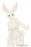  2:3 absurd_res anthro b0rk3lly beastars breasts clothed clothing domestic_rabbit female garter_straps haru_(beastars) hi_res lagomorph legwear leporid lingerie looking_at_viewer mammal nipple_outline nipple_slip off_shoulder oryctolagus panties panty_pull partially_clothed pinup portrait pose rabbit simple_background smile solo stockings text thigh_highs three-quarter_portrait underwear url white_background white_body 
