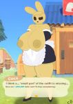  absurd_res animal_crossing animate_inanimate anthro big_breasts breasts clothing coco_(animal_crossing) cogsfixmore english_text erect_nipples female gyroid hi_res huge_breasts lagomorph leporid maid_uniform mammal nintendo nipples rabbit solo solo_focus text thick_thighs uniform video_games 