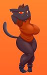  2020 absurd_res anthro big_breasts bottomwear breasts clothing curvy_figure domestic_cat felid feline felis female hi_res huge_breasts huwon mae_borowski mammal night_in_the_woods notched_ear simple_background solo thick_thighs topwear video_games voluptuous whiskers 