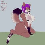  1:1 acegenetfurry anthro breasts canid canine claws collar female fox genitals hi_res kneeling looking_at_viewer mammal nipples pussy solo 