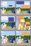  absurd_res applejack_(mlp) blush clothing cloud comic dialogue english_text equid female feral freckles friendship_is_magic group gutovi-kun hat headgear headwear hi_res horn larger_female mammal my_little_pony outside princess_celestia_(mlp) princess_luna_(mlp) sibling sister sisters sitting size_difference sky smaller_female text tree winged_unicorn wings 