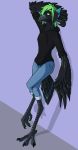  4_toes ambiguous_gender anisodactyl anthro beak bird_feet bottomwear clothed clothing father_hill feathered_wings feathers hair hi_res hoodie jeans leaning_on_wall pants solo tail_feathers toes topwear wings 