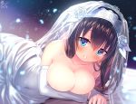  bettle_(b_s_a_n) breast_hold breasts dress no_bra rinne_(sennen_sensou_aigis) sennen_sensou_aigis wedding_dress 